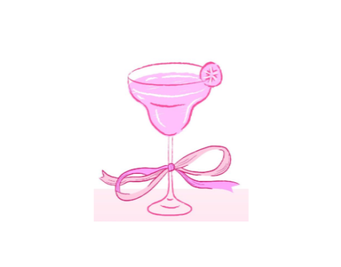 rosa Sektglas mit Schlaufe