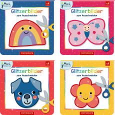 Ich kann mit der Schere schneiden! - Glitzerbilder: Schmetterlinge/Tiere/Blümchen/Regenbogen