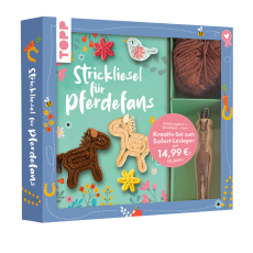 Kreativ-Set Strickliesel für Pferdefans - Buch (32 Seiten, DIN A5, Softcover) mit Strickliesel und Garn (100% Polyacryl).