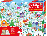Puzzle & Buch: Bunte Winterwelt - enthält ein Labyrinthe-Buch mit Szenen rund um Winter und Weihnachten sowie ein Puzzle mit 300 Teilen – für Kinder ab 7 Jahren