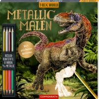 Metallic-Malen (Allosaurus) - Bicolor-Buntstifte: 8 Farben, 4x Metallic (T-Rex World)