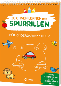 Zeichnen lernen mit Spurrillen - Für Kindergartenkinder - Schritt für Schritt zum Mal-Profi - Zeichenblock mit vorgeprägten Linien für Kindergartenkinder ab 4 Jahren - Fördert die Feinmotorik und Kreativität