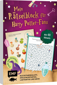 Mein magischer Rätselblock für Harry Potter-Fans – Finde den Drachen! - Mit 40 Rätseln: Buchstabensalate, Kreuzworträtsel, Labyrinthe und mehr