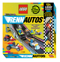 LEGO® Rennautos - Geschenkbox mit Buch (64 Seiten) und 124 LEGO® Elemente (10 Automodelle) + stabile Rennstrecke