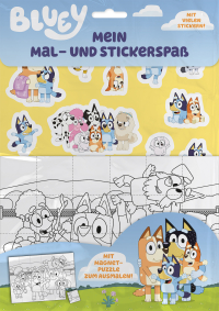 Bluey: Mein Mal- und Stickerspaß - Malset mit 8 Malbögen, Stickerbogen und Magnetpuzzle im Polybag