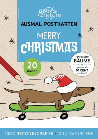 Merry Christmas! 20 Ausmal-Postkarten - 100% Recyclingpapier I 100% Naturliebe